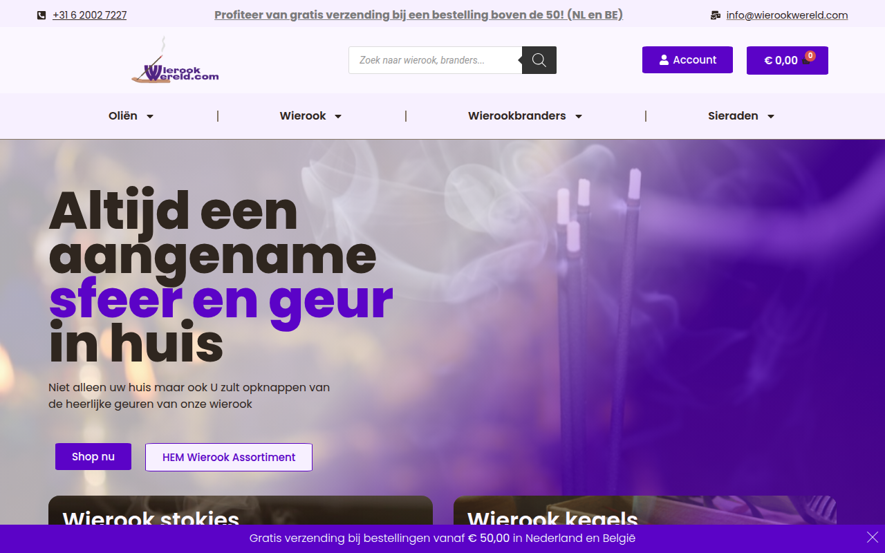 Screenshot van wierookwereld.com