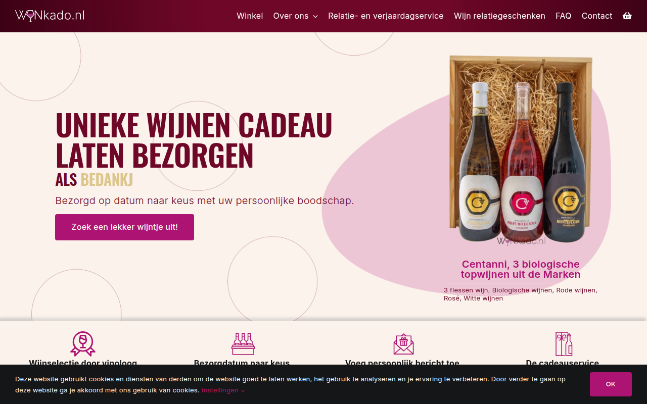Screenshot van wijnkado.nl
