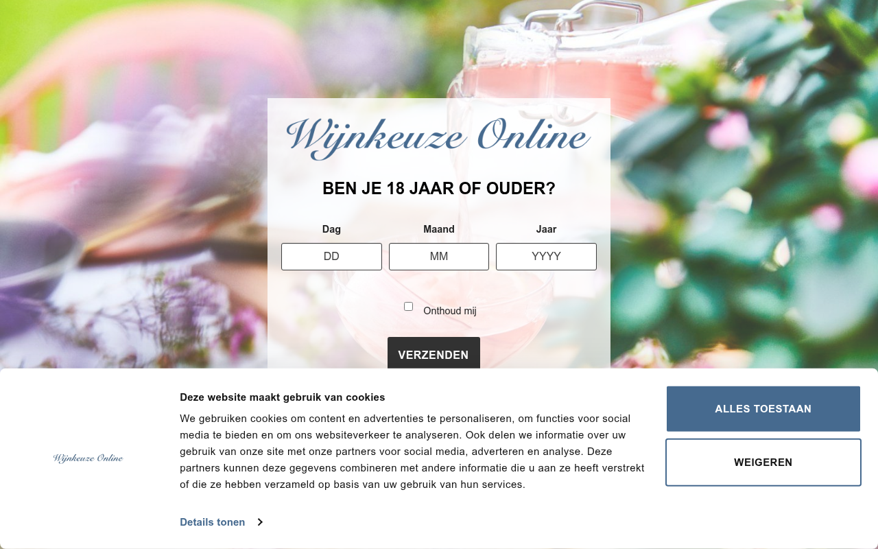 Screenshot van wijnkeuze-online.nl