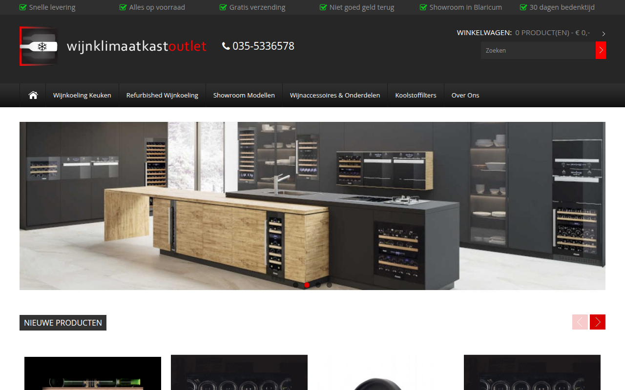 Screenshot van wijnklimaatkastoutlet.nl