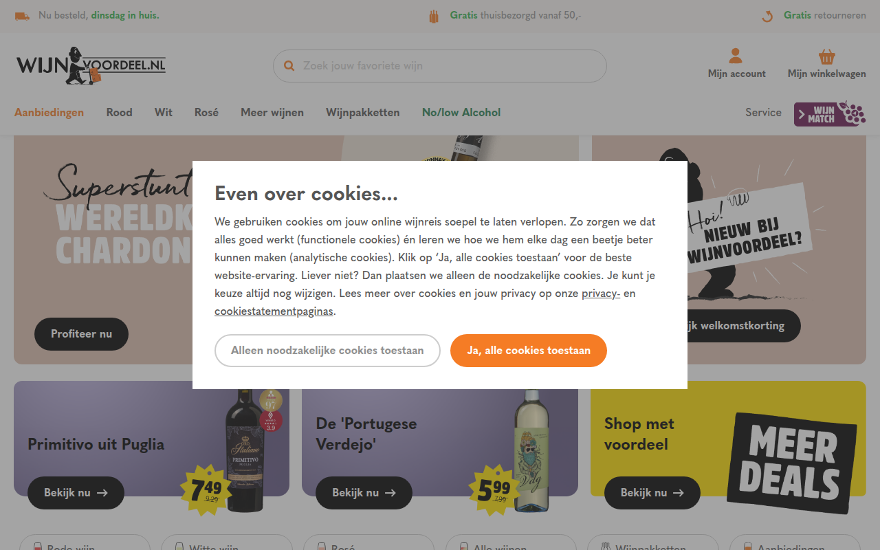Screenshot van wijnvoordeel.nl