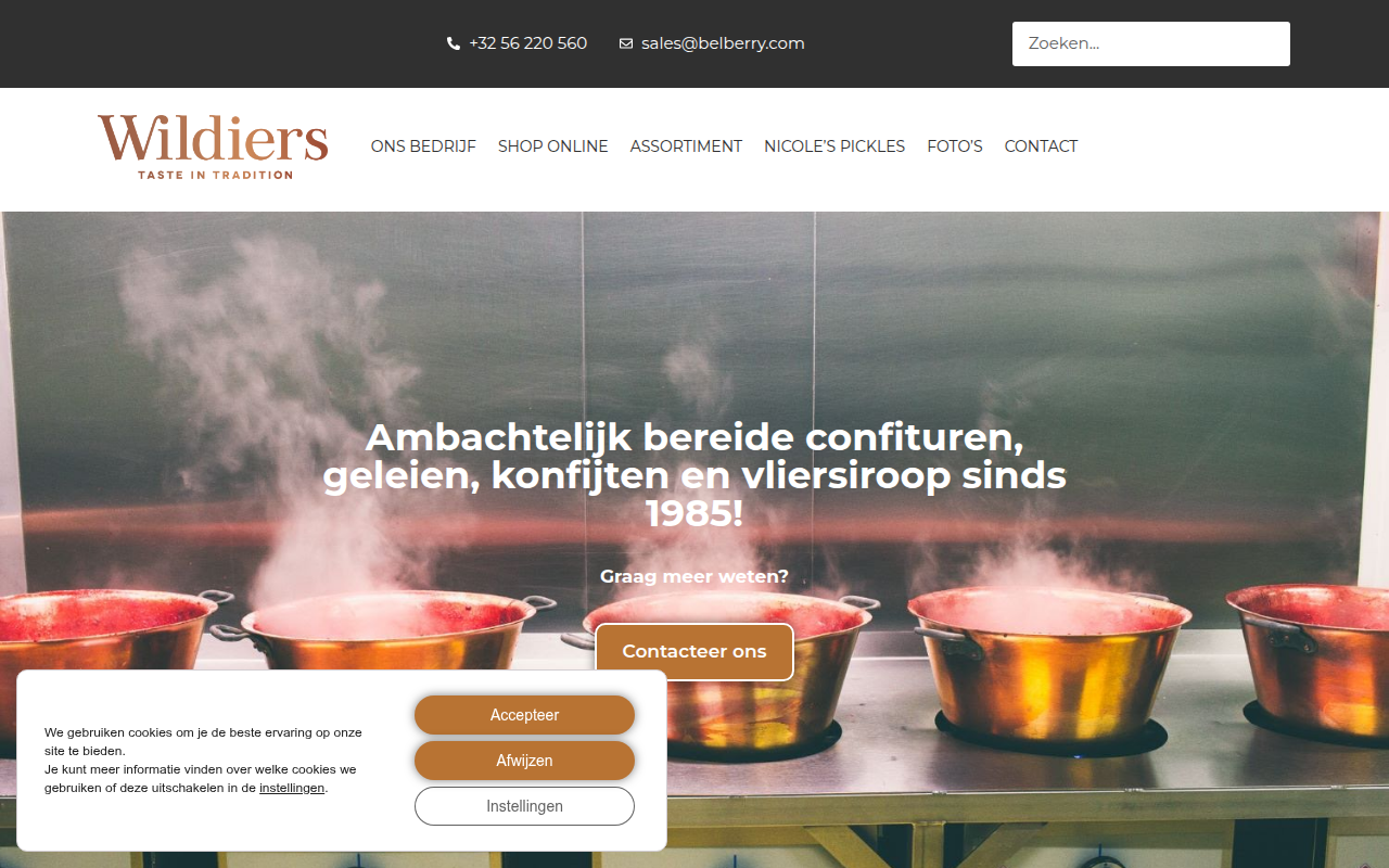 Screenshot van wildiers.com