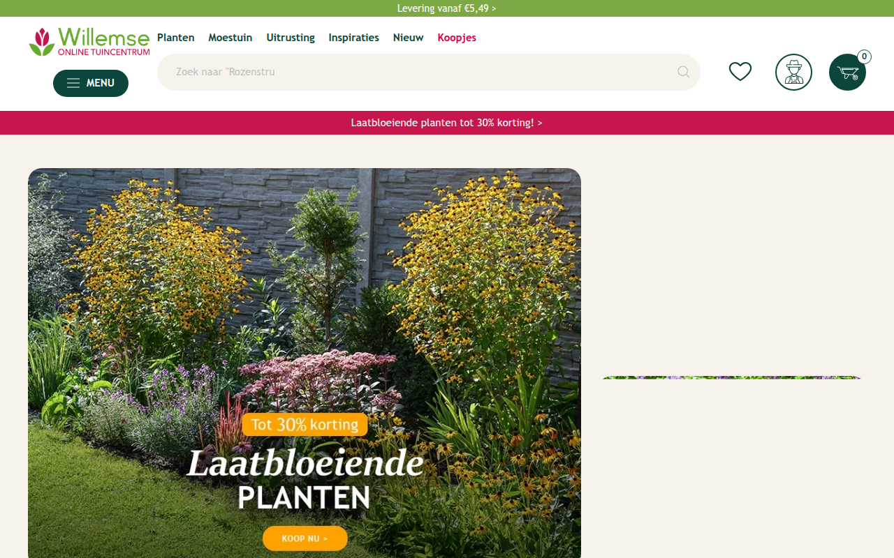 Screenshot van willemse-planten.nl