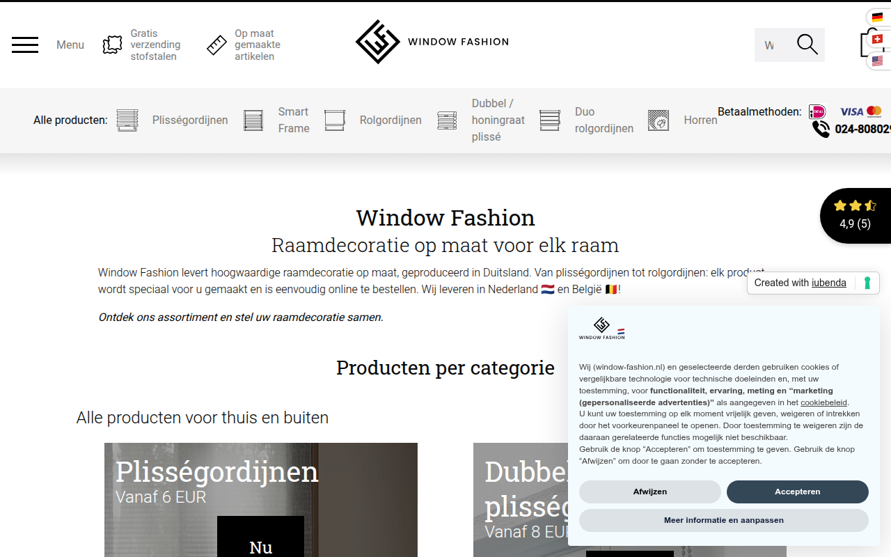 Screenshot van window-fashion.nl