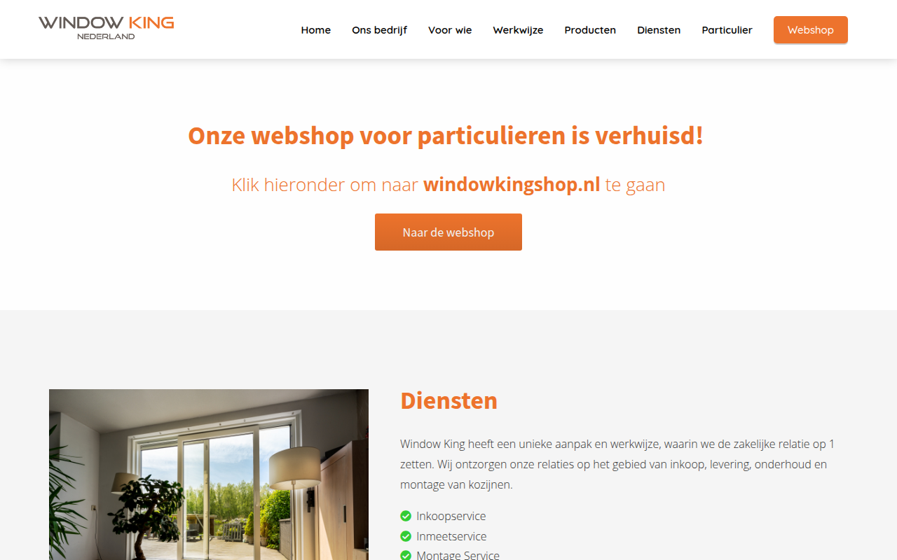 Screenshot van windowking.nl