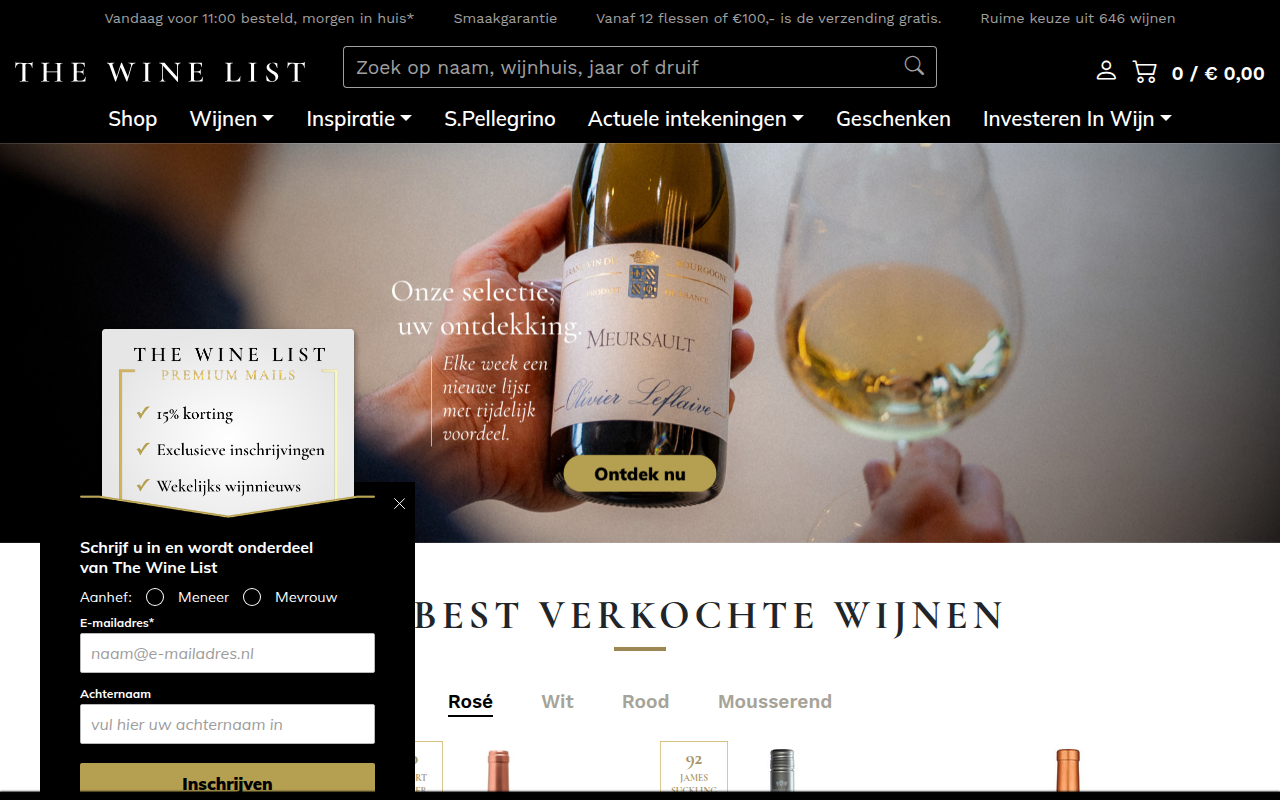 Screenshot van winelist.nl
