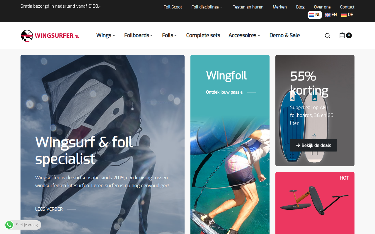 Screenshot van wingsurfer.nl