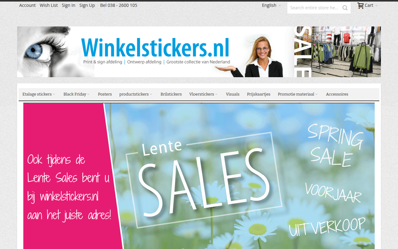 Screenshot van winkelstickers.nl