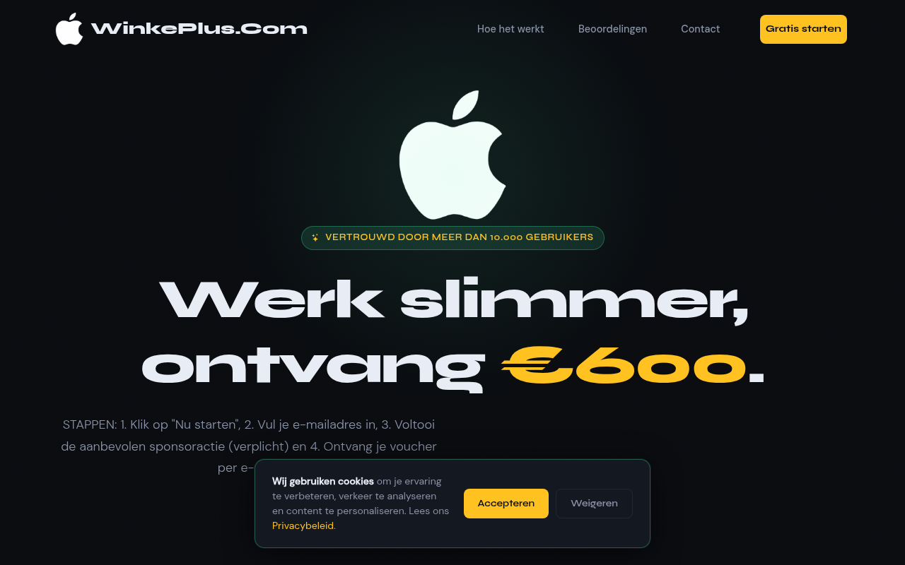 Screenshot van winkeplus.com