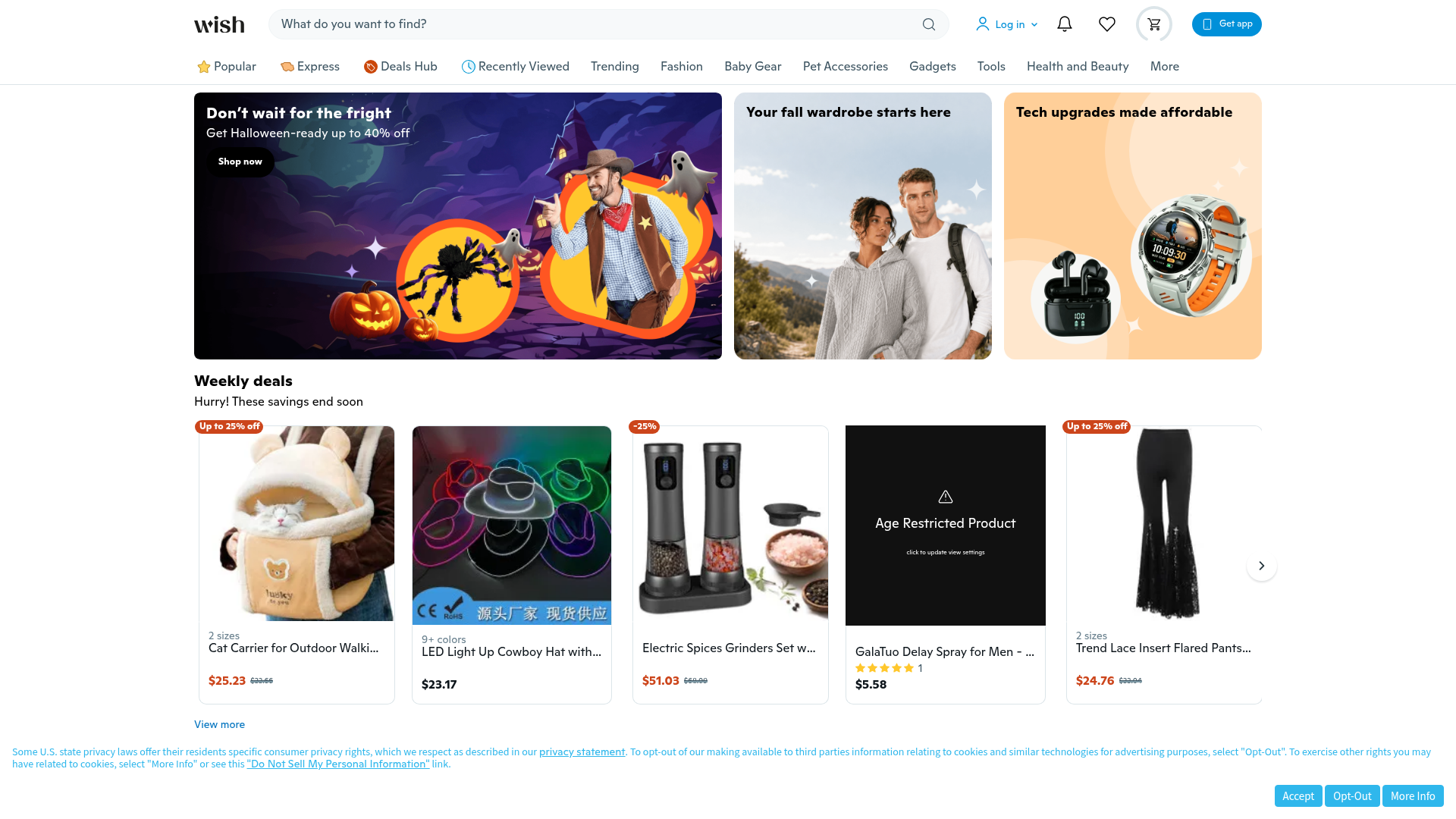 Screenshot van wish.com