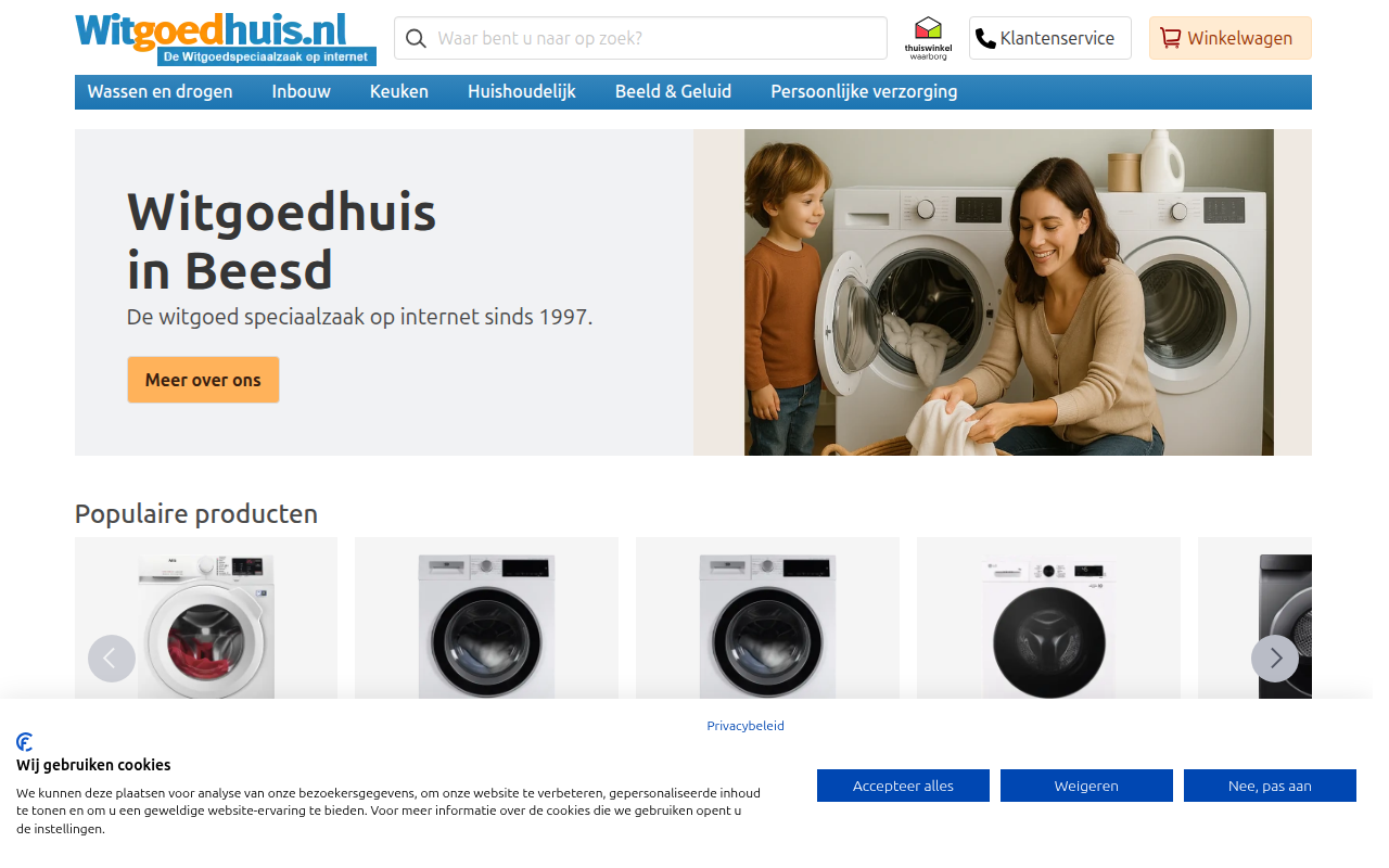 Screenshot van witgoedhuis.nl