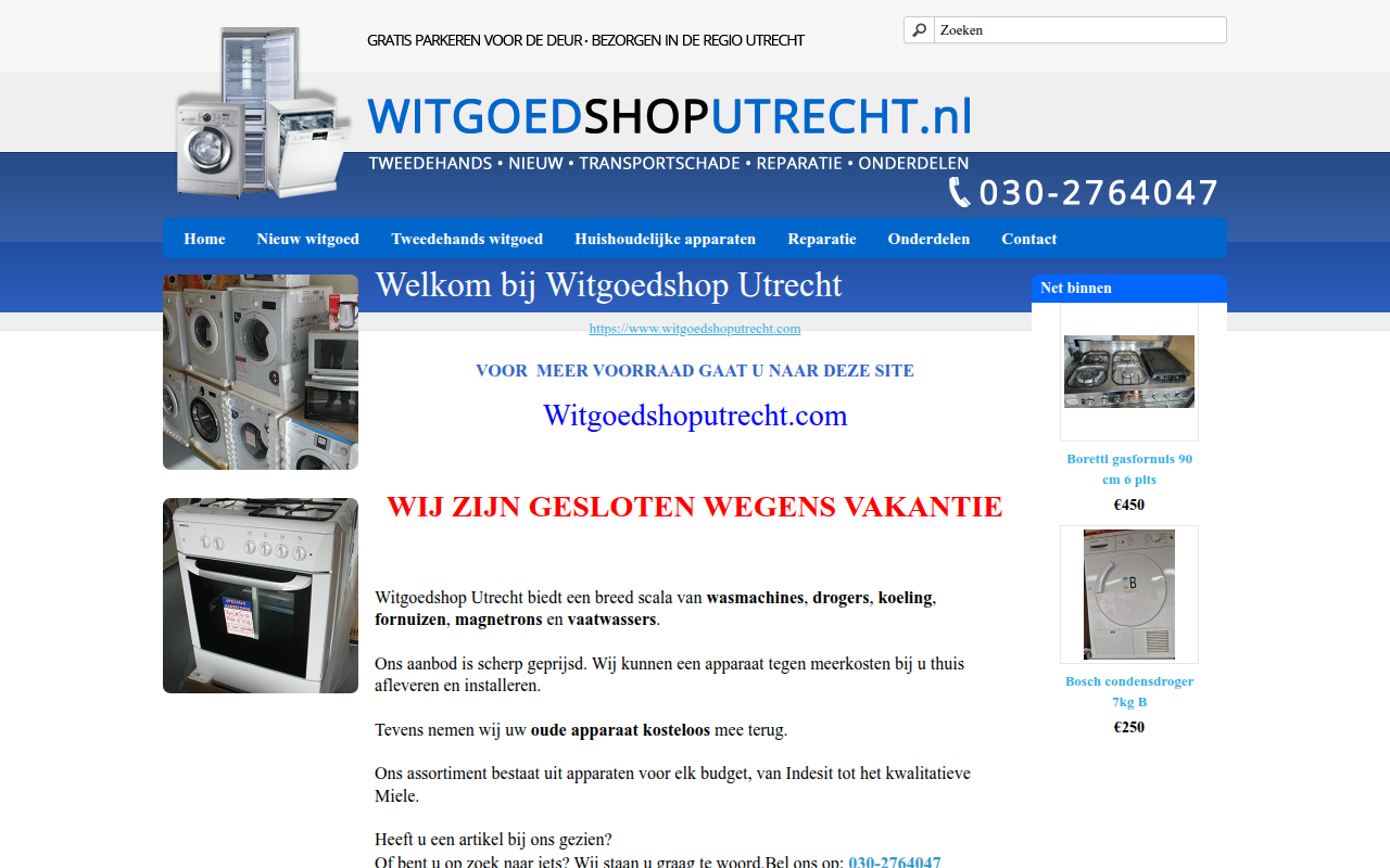 Screenshot van witgoedshoputrecht.nl