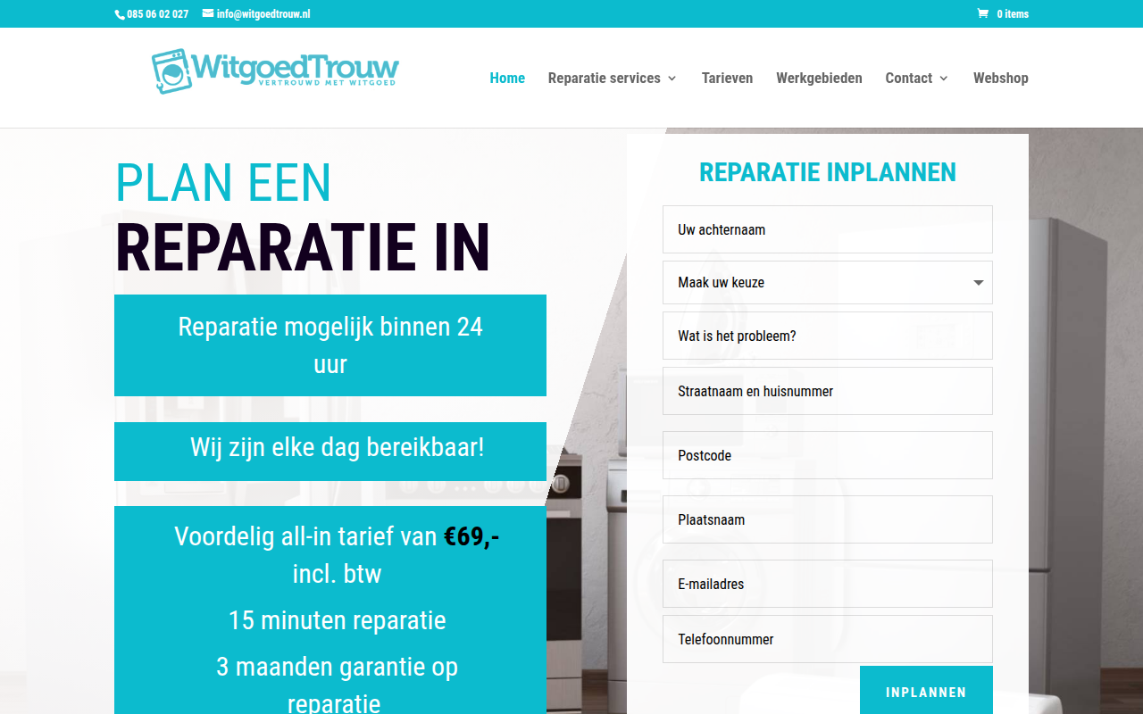Screenshot van witgoedtrouw.nl