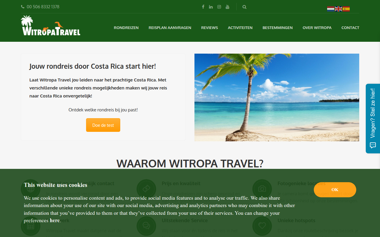 Screenshot van witropatravel.com