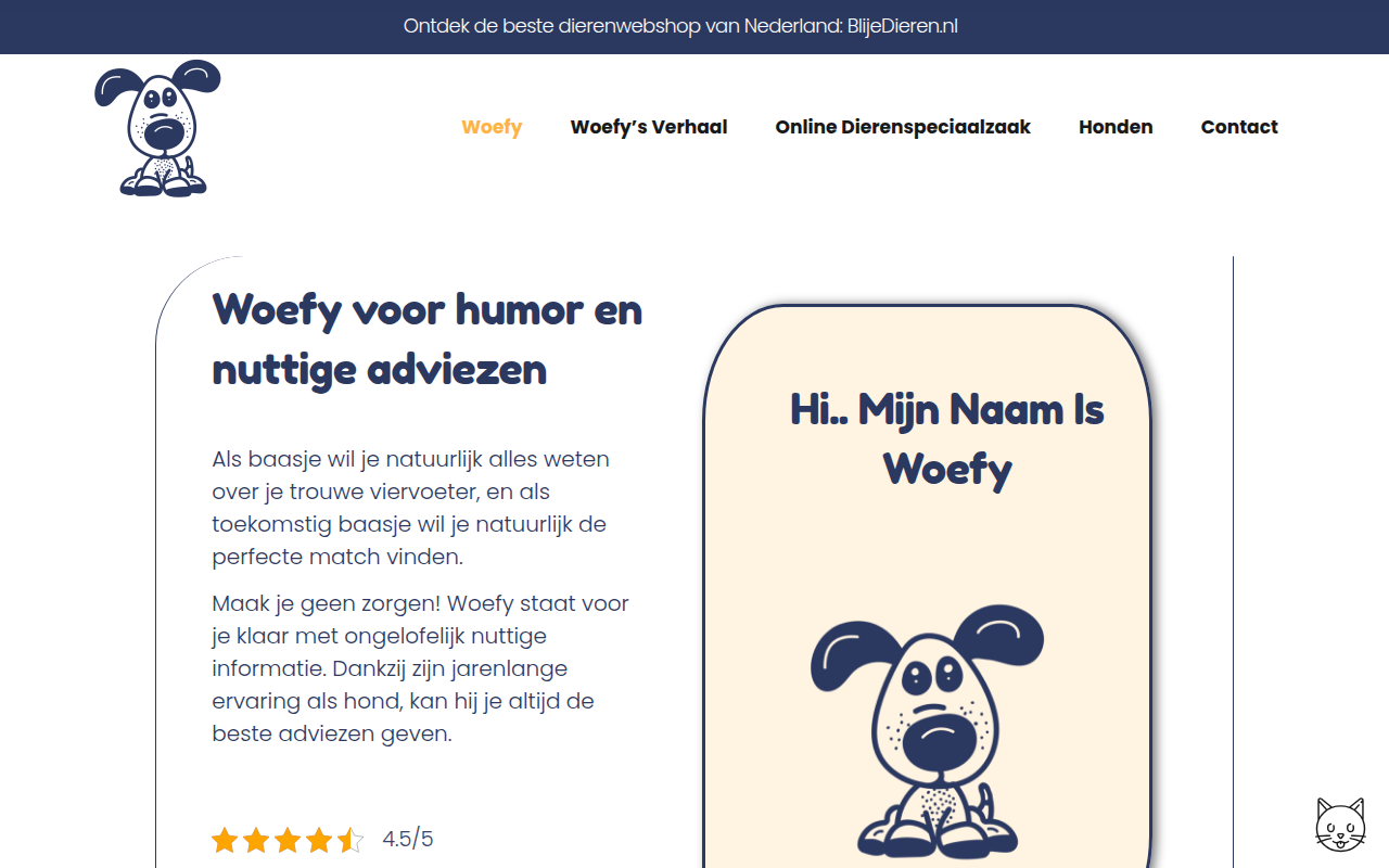 Screenshot van woefy.nl