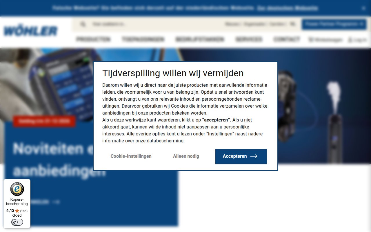 Screenshot van woehler.nl
