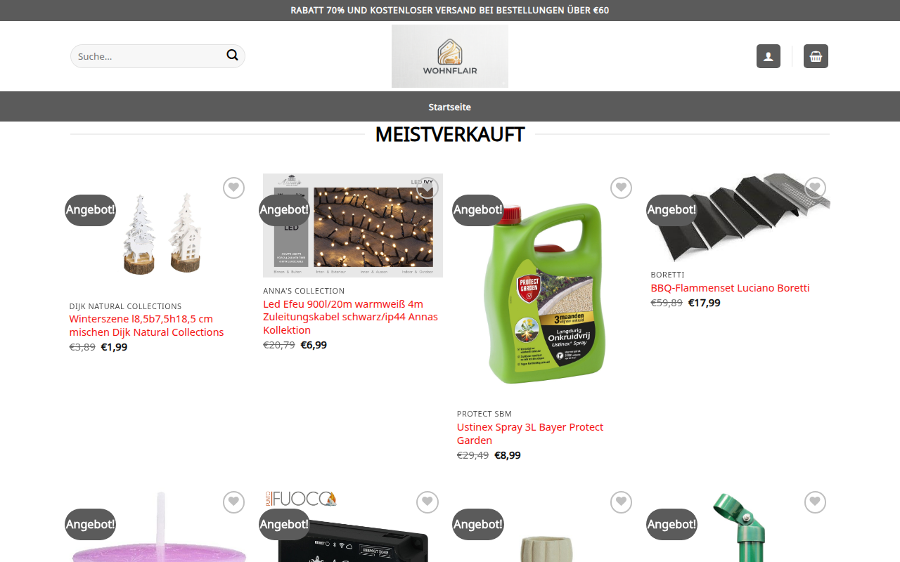 Screenshot van wohnflair-shop.com