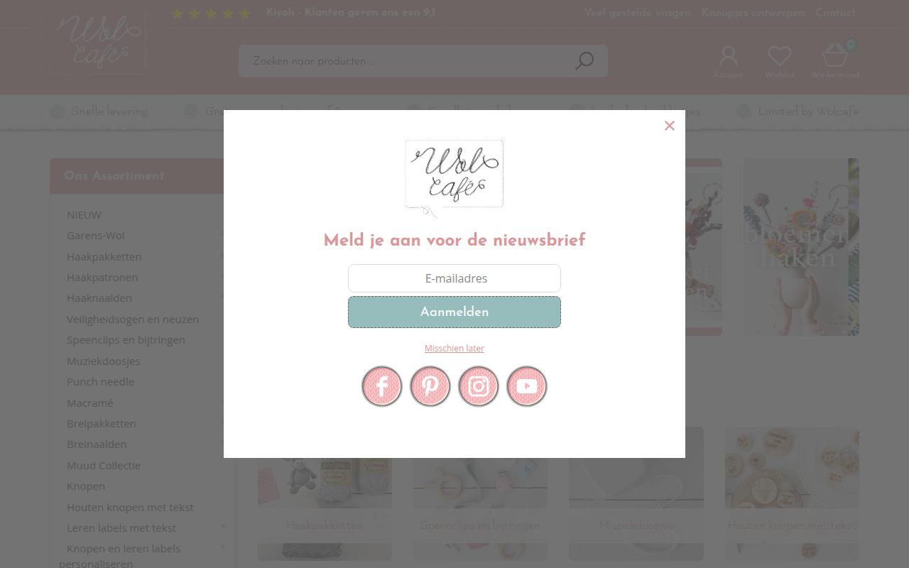 Screenshot van wolcafe.nl
