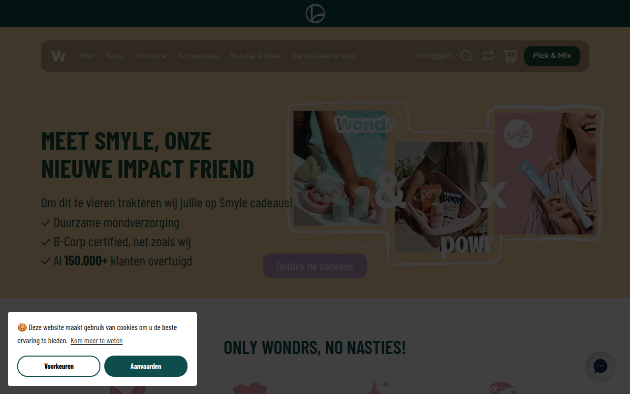 Screenshot van wondr.planetb.care