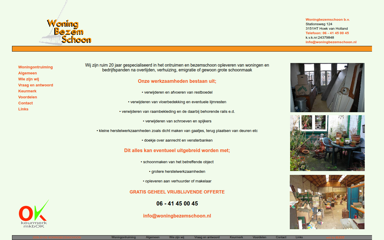 Screenshot van woningbezemschoon.nl