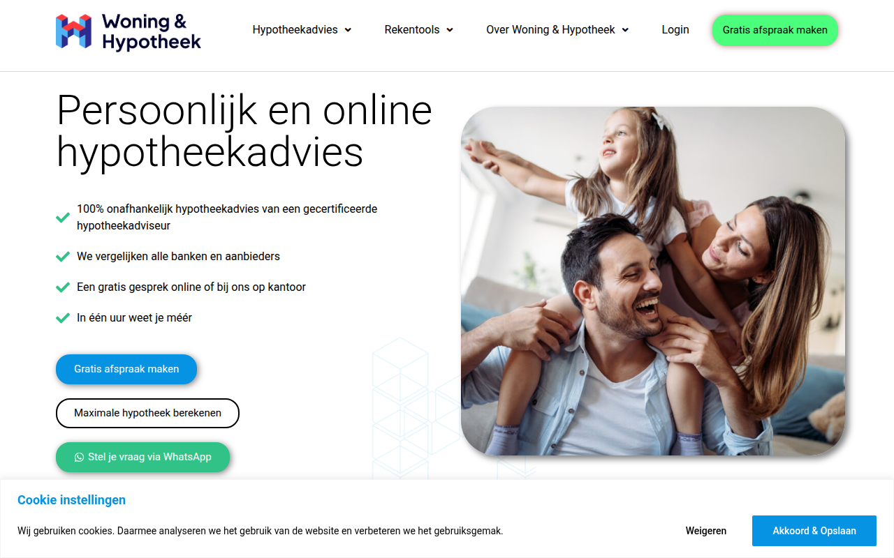 Screenshot van woningenhypotheek.nl