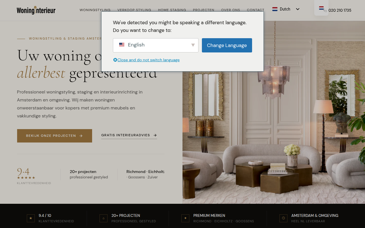 Screenshot van woninginterieur.nl