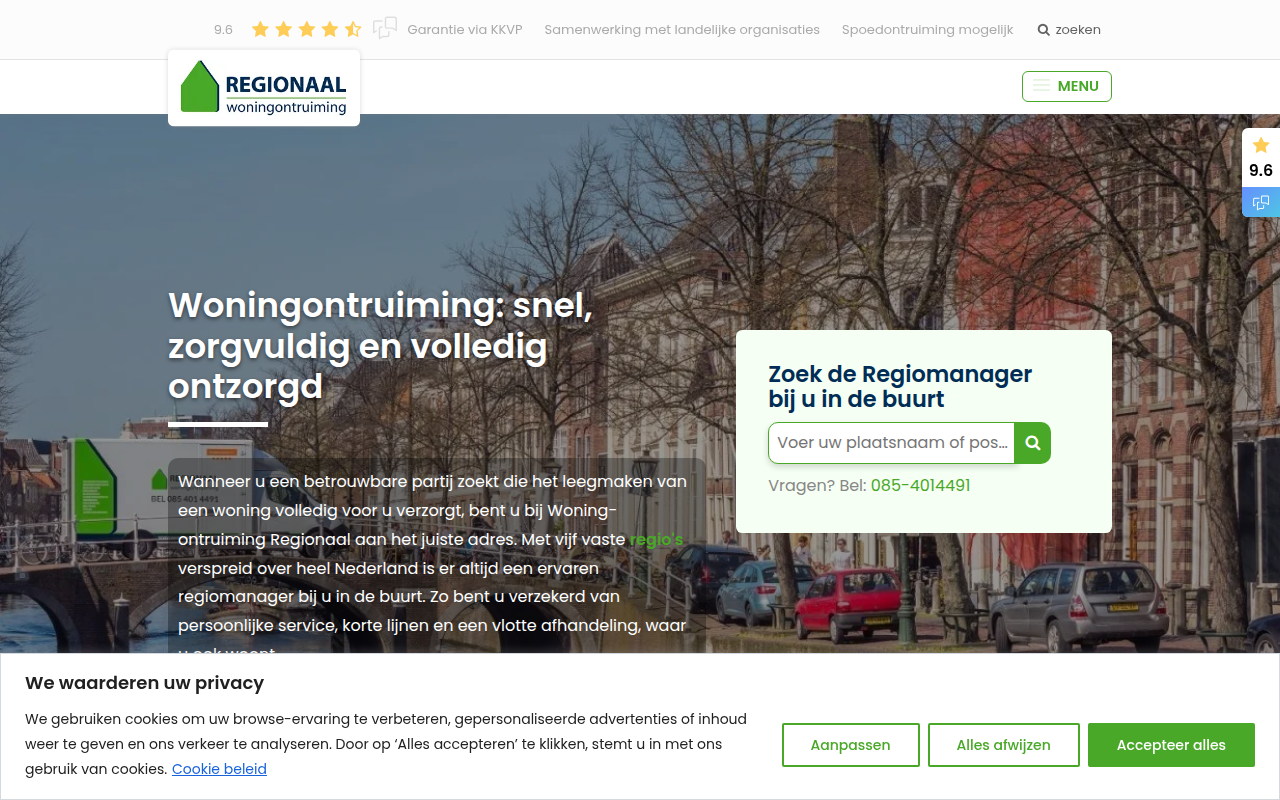 Screenshot van woningontruiming-regionaal.nl