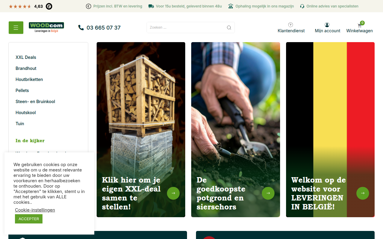 Screenshot van woodcom.eu