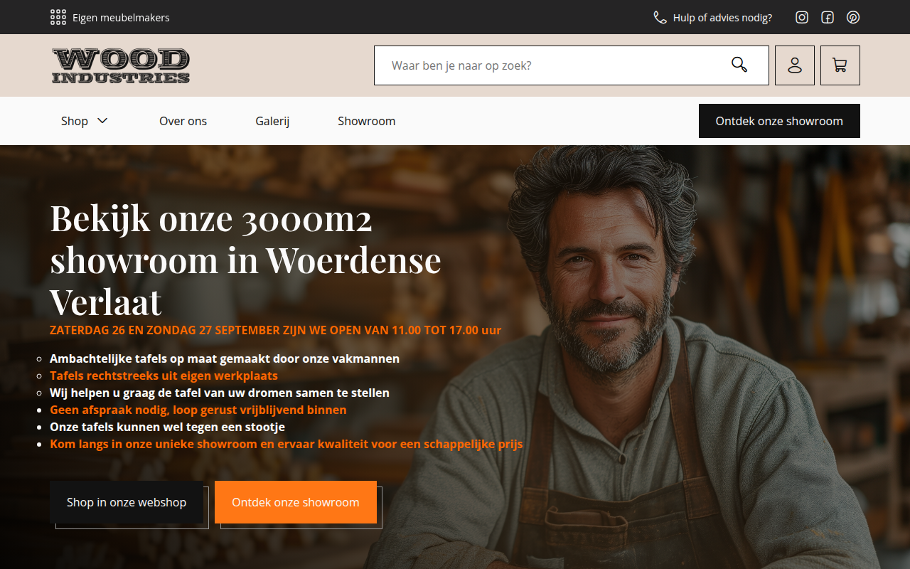 Screenshot van woodindustries.nl