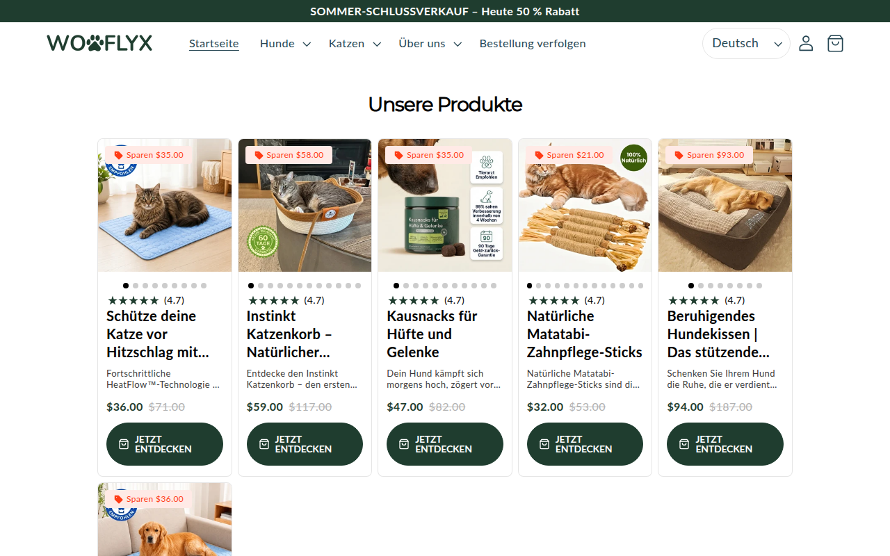 Screenshot van wooflyx.com