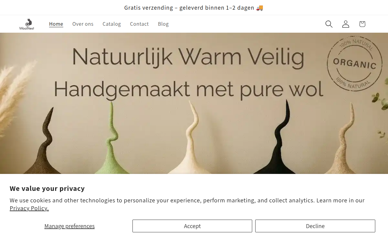 Screenshot van woolnest.nl