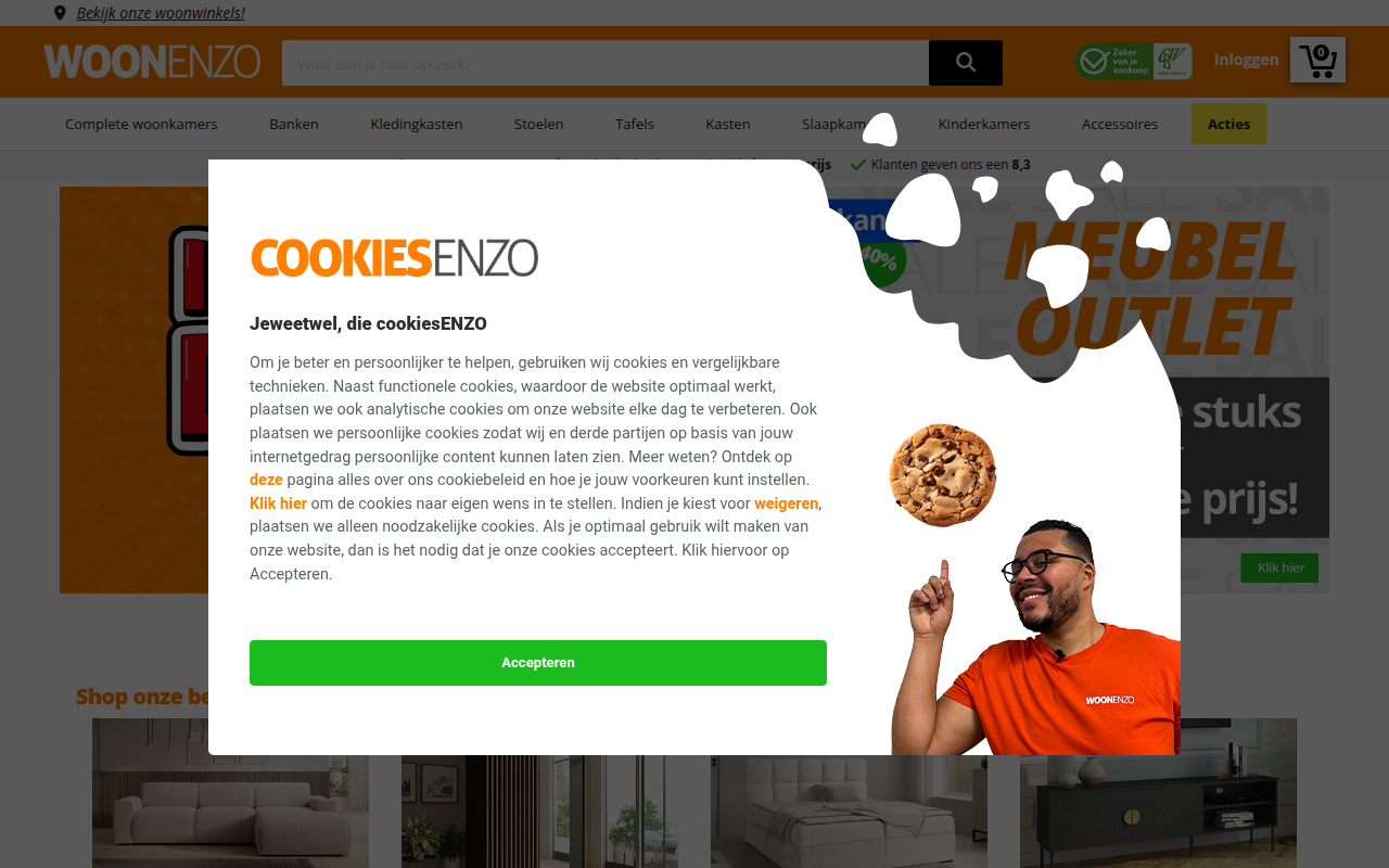 Screenshot van woonenzo.nl