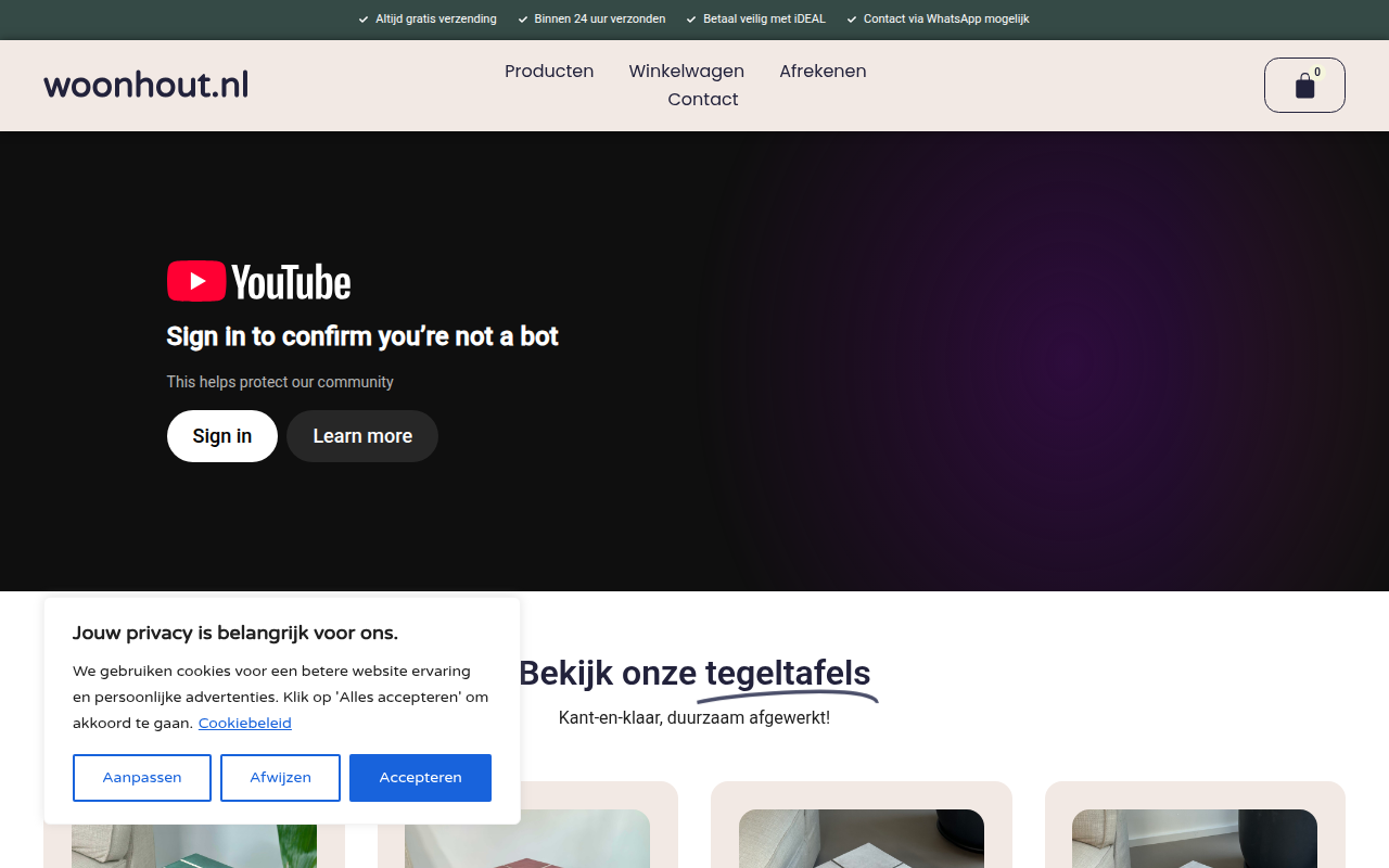 Screenshot van woonhout.nl
