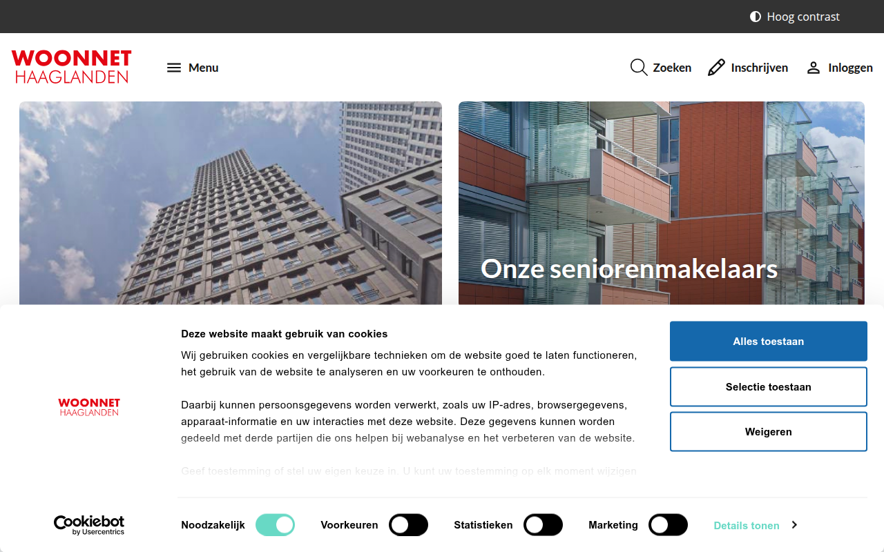 Screenshot van woonnet-haaglanden.nl