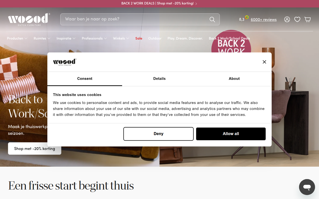 Screenshot van woood.nl