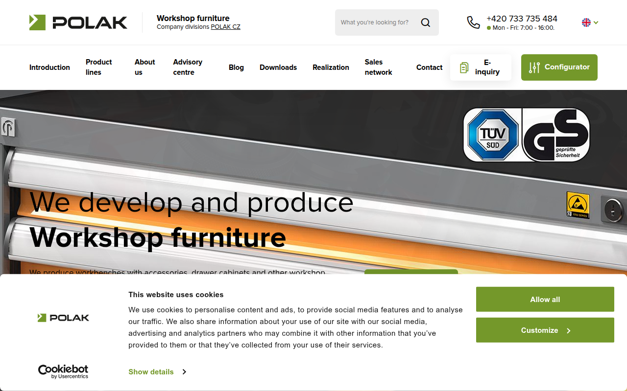 Screenshot van workshop-furniture.com