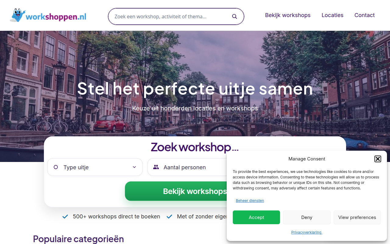 Screenshot van workshoppen.nl