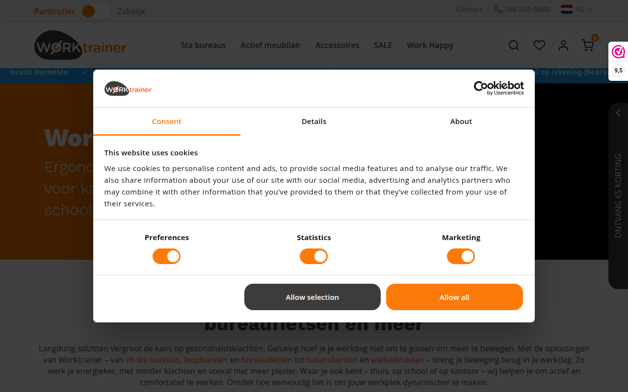 Screenshot van worktrainer.nl