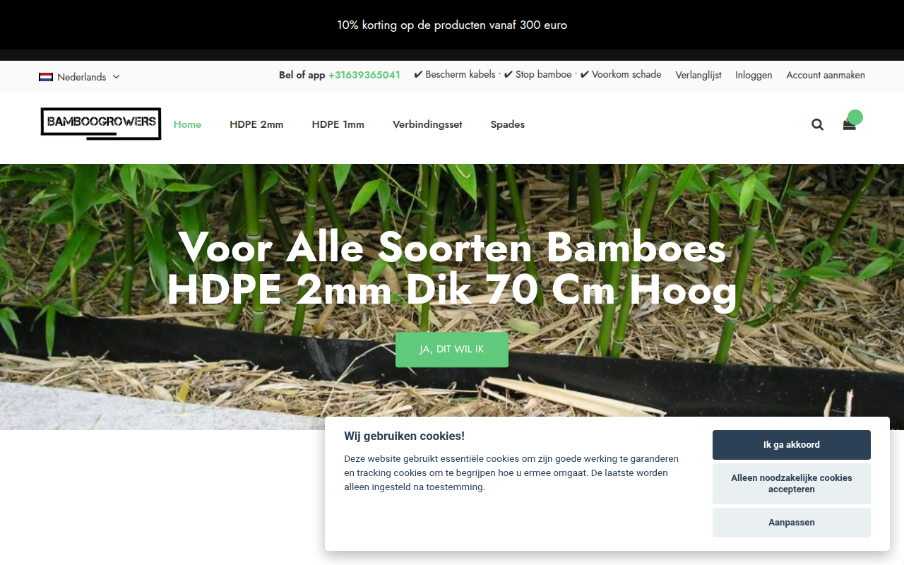 Screenshot van wortelbegrenzer.nl