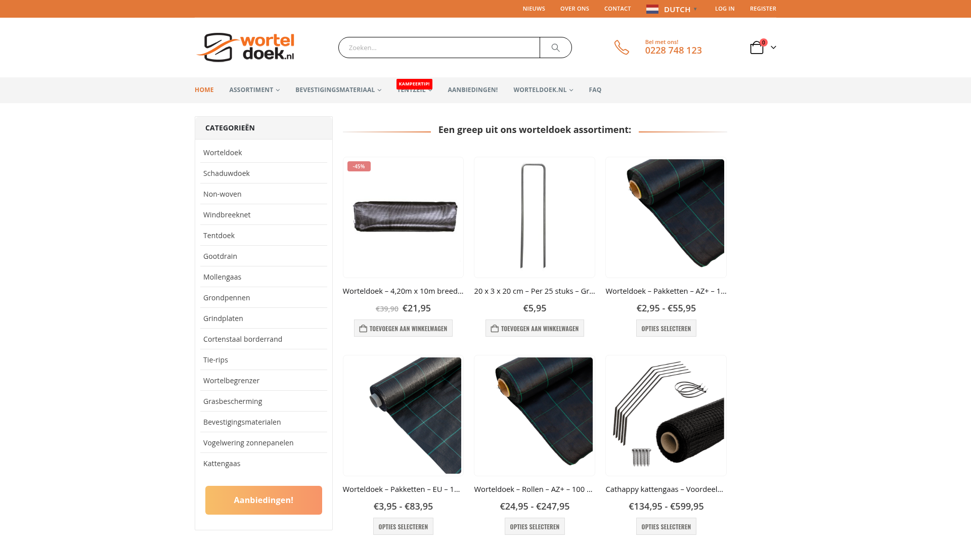 Screenshot van worteldoek.nl