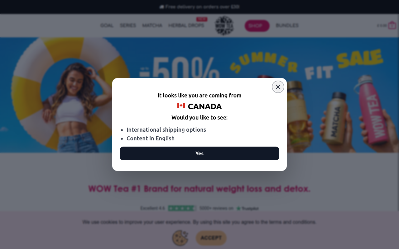 Screenshot van wowtea.co.uk