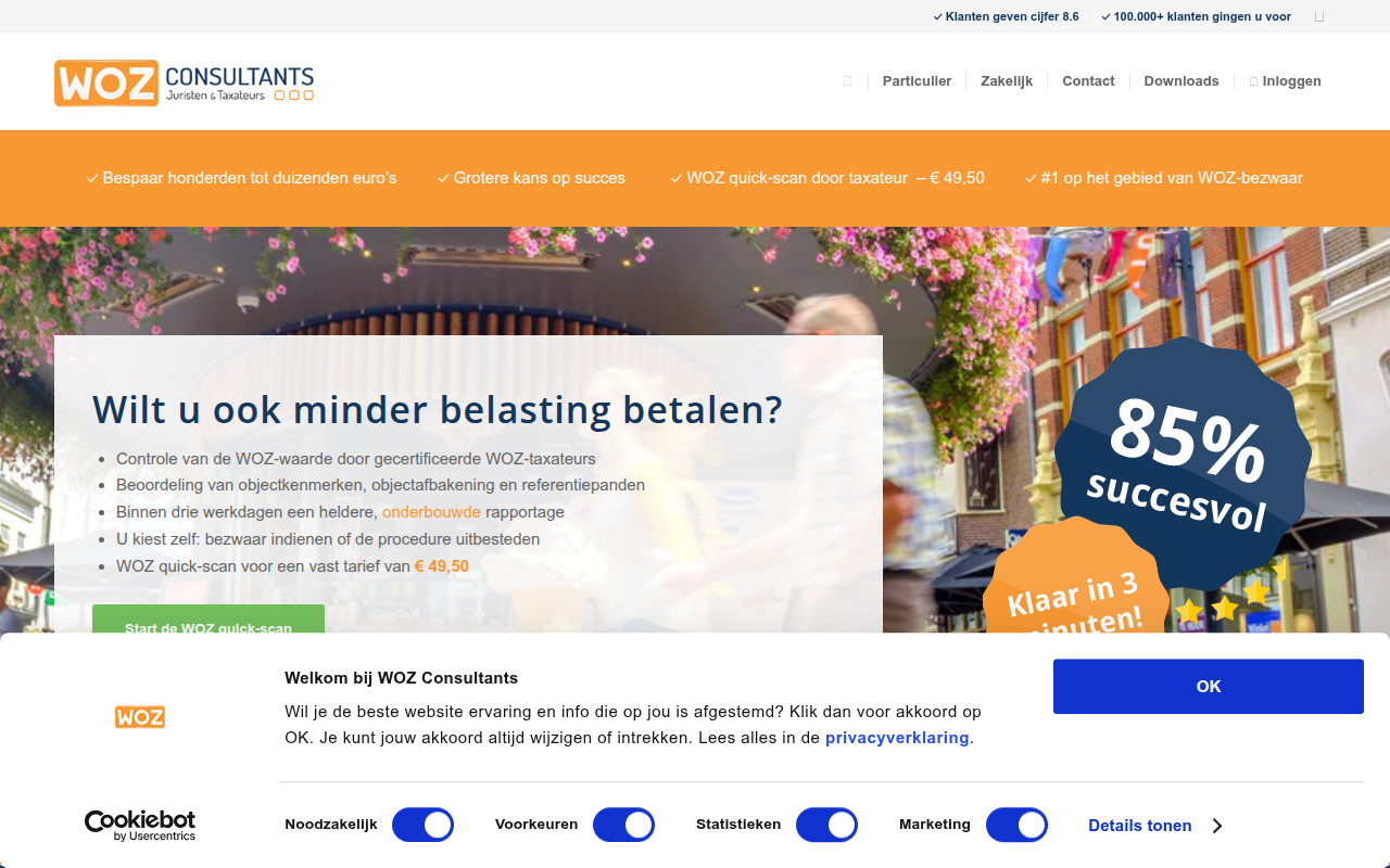 Screenshot van wozconsultants.nl