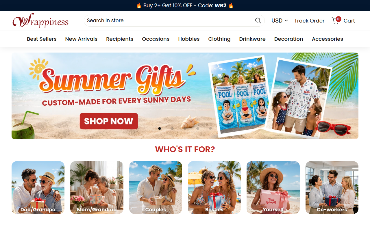Screenshot van wrappiness.co