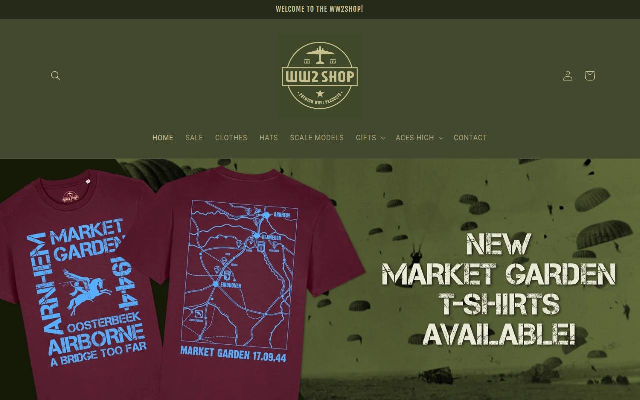 Screenshot van ww2shop.nl