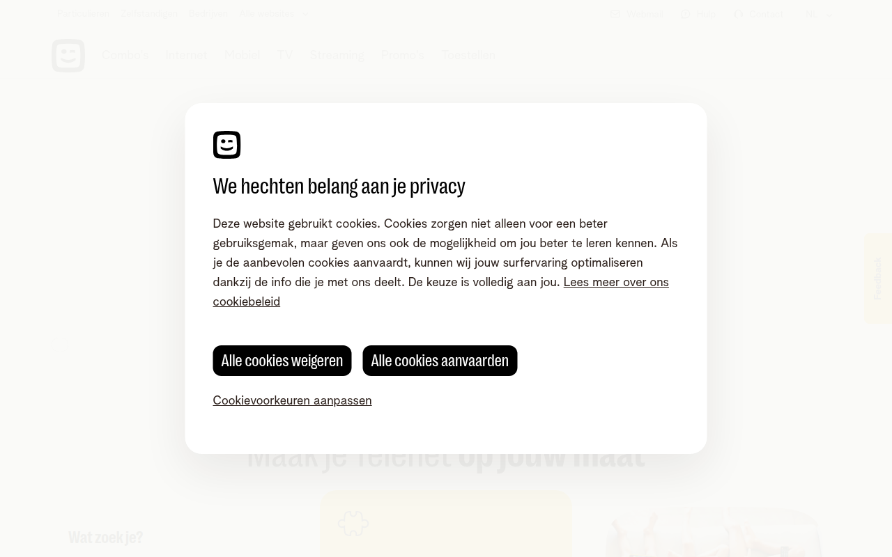 Screenshot van www2.telenet.be