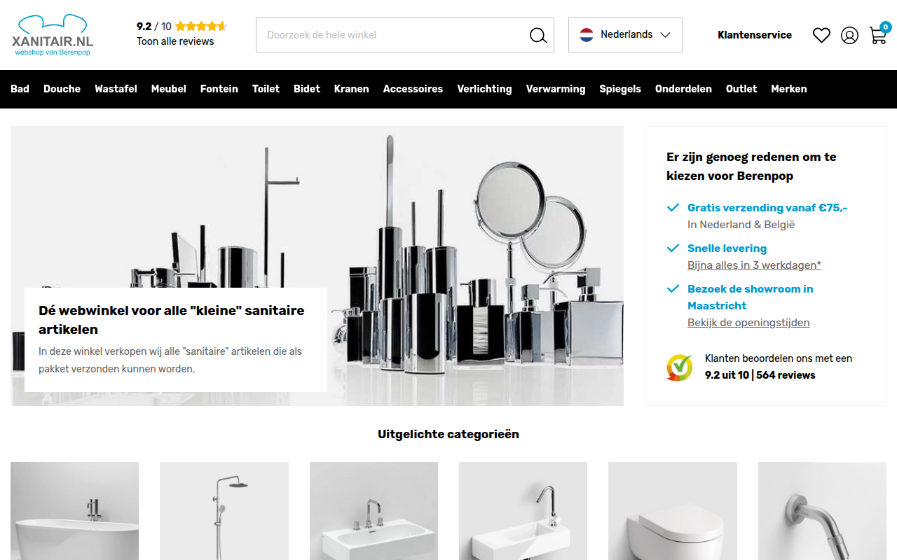 Screenshot van xanitair.nl