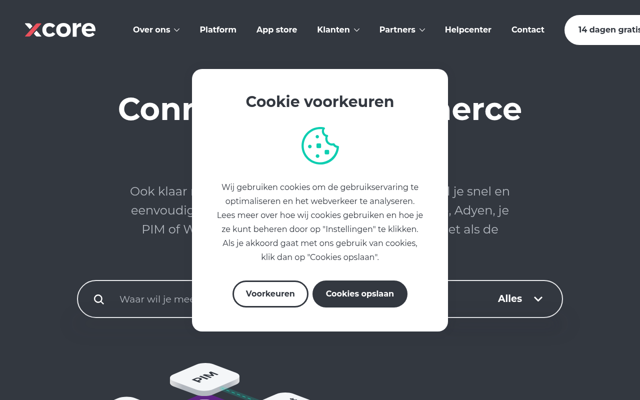 Screenshot van xcore.nl