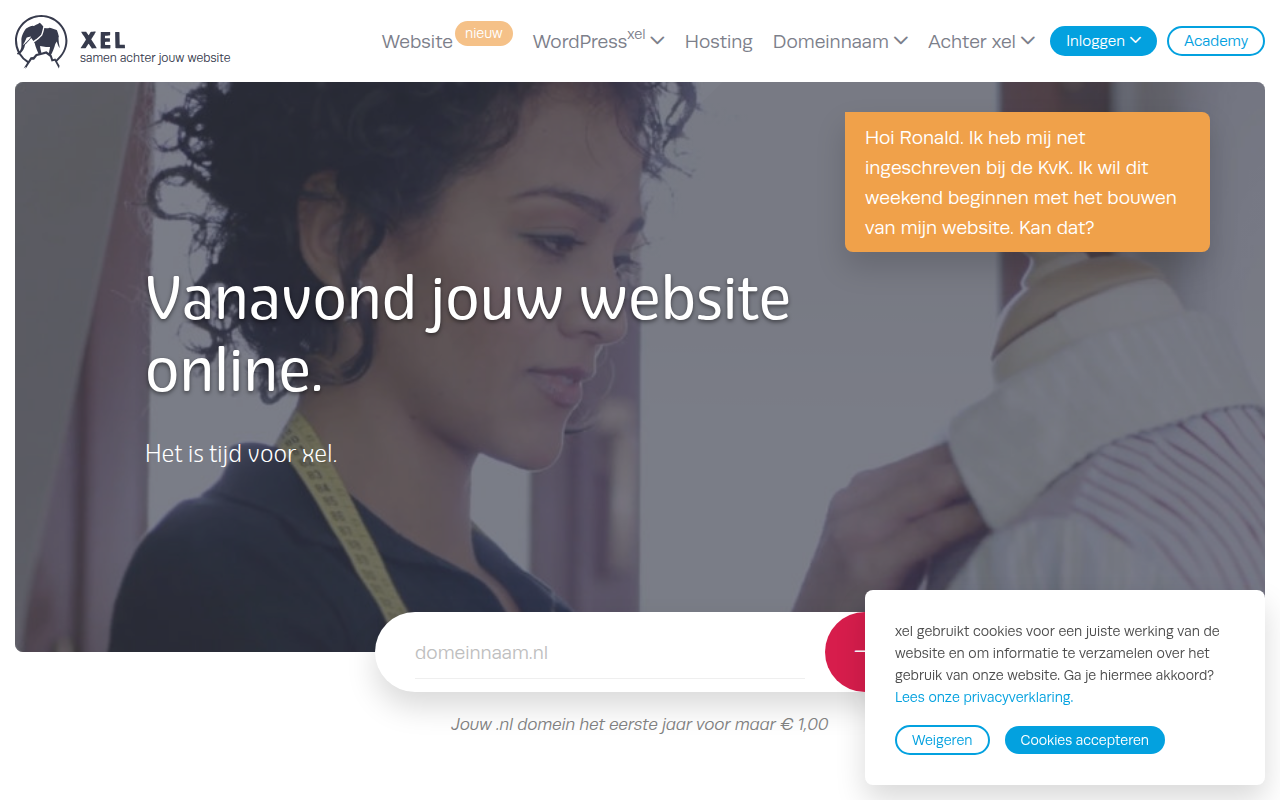 Screenshot van xel.nl