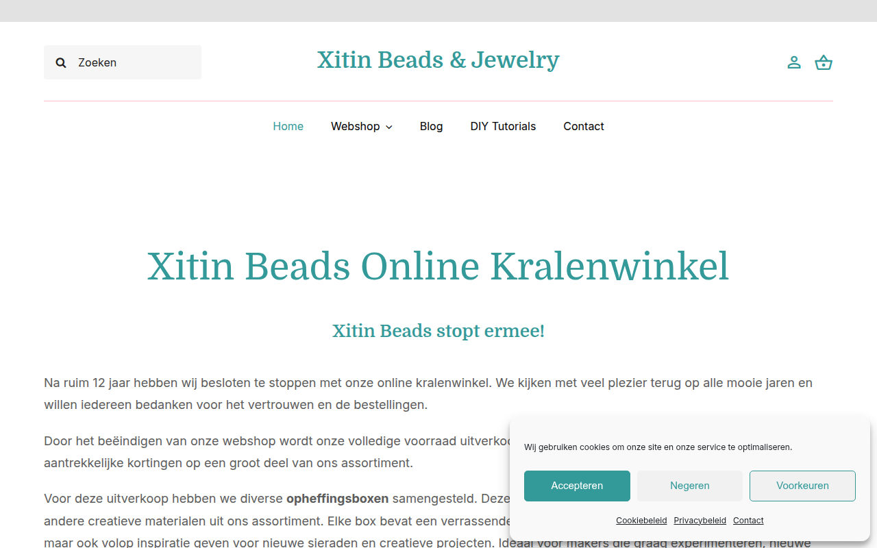 Screenshot van xitinbeads.nl