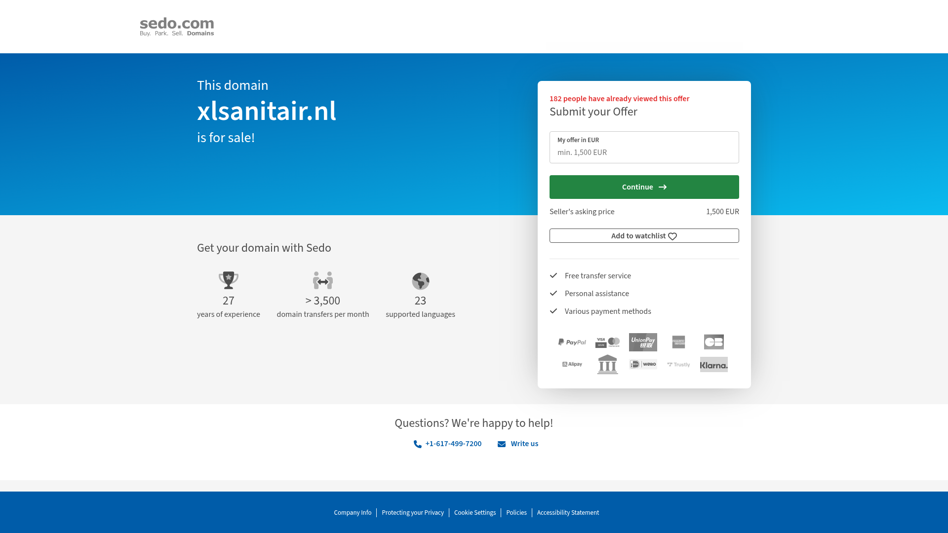 Screenshot van xlsanitair.nl